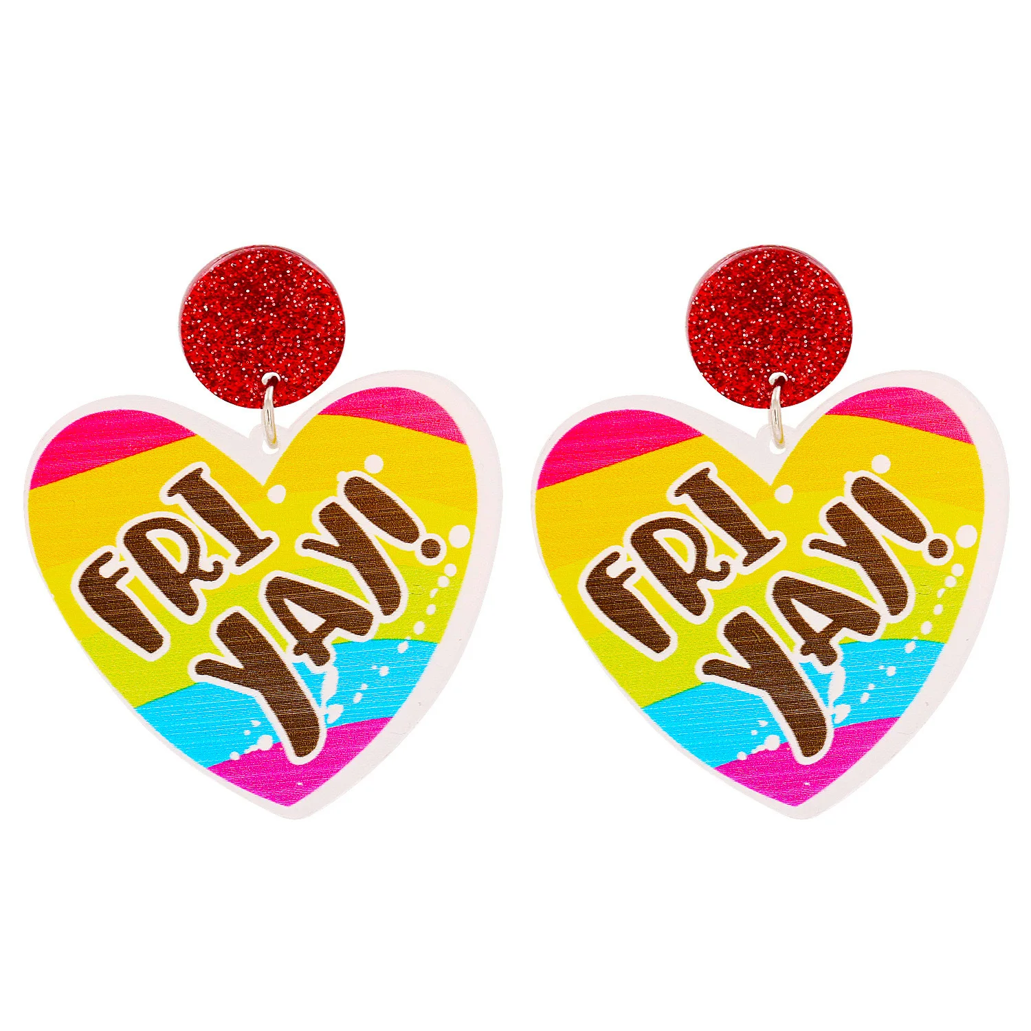 

Fashion Cute Heart Acrylic Earrings for Women Creative Letters Heart Dangle Earrings Stud 925 Silver Cartoon Jewelry for Party