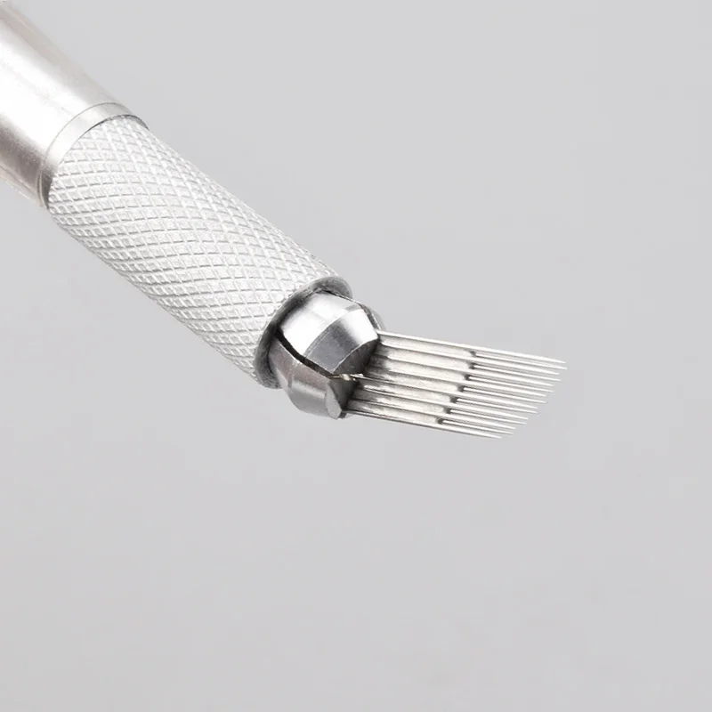 50 стойков Microblading Permanente Make Wenkbrauw Tattoo 3D Borduurwerk 14 15 16 Dubbele Rij Naalden Handintar Pen Blades Pins