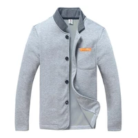 spring 2021 fashion men jacket thin cardigan autumn stand collar jacket pocket buttons coat long sleeve warm casual outwear grey