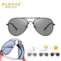 blmusa new titanium polarized pilot sunglasses men outdoor car driving photochromic memory metal toad sunglasses for men uv400