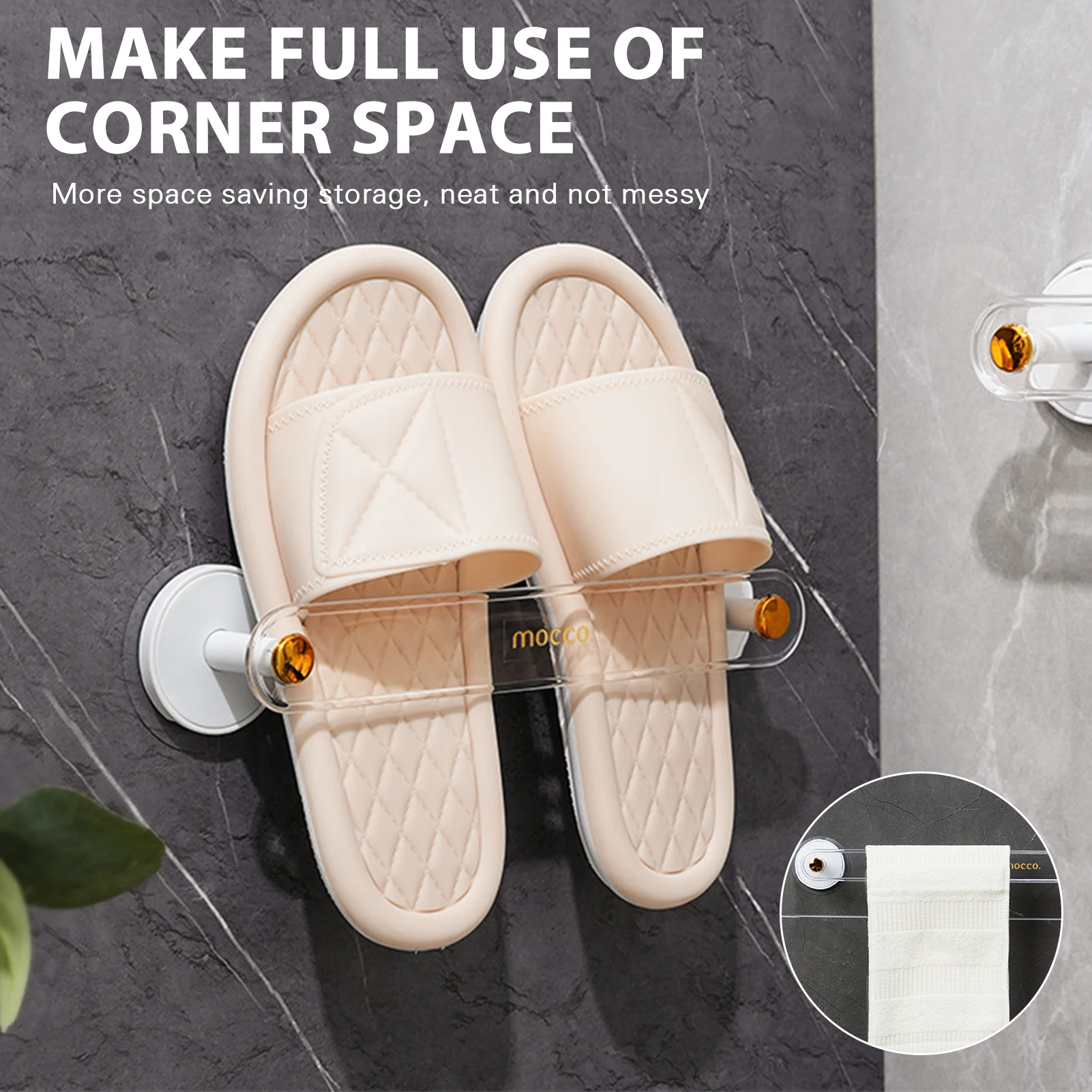 

Newest Bathroom Slippers Holder Multipurpose Wall Mounted Punch-Free Shoe Storage Rack for Home Bedroom Kitchen Slippers Hanger