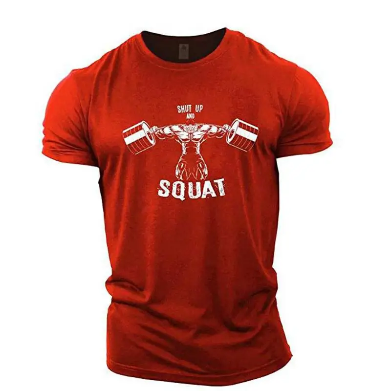 

Hot sale new fitness iron 3Dprinting T-shirt men round neck sports muscle men training short sleeve comfortable and breathable