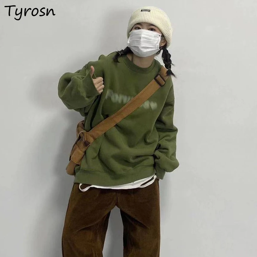 

Толстовка Женская винтажная в стиле хип-хоп, свитшот с надписью, свободный Мягкий Топ с длинным рукавом и круглым вырезом для ленивых, уличн...