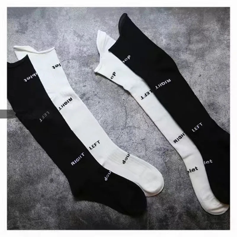 Ladies socks cute stitching stockings alphabet football socks men and women couple socks black and white tide socks