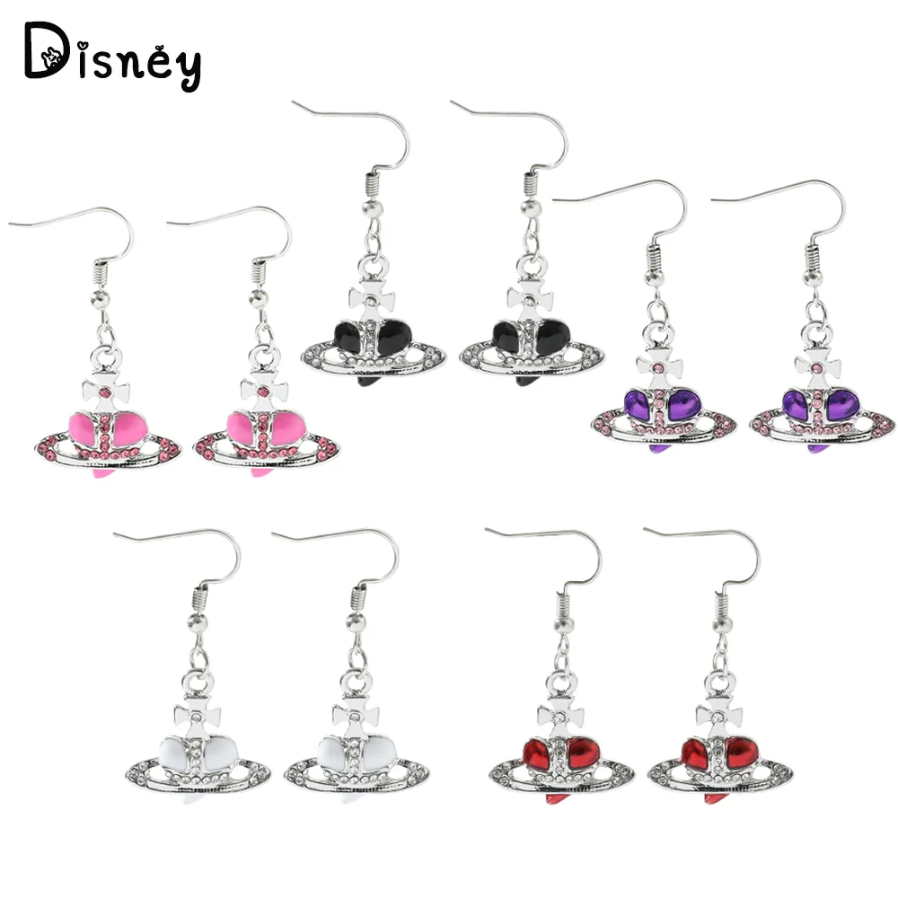 

Fashion Heart Saturn Earrings for Women High Quality Luxury Jewelry Rhinestone Pendant Earrings Wedding Party Gifts Accessories