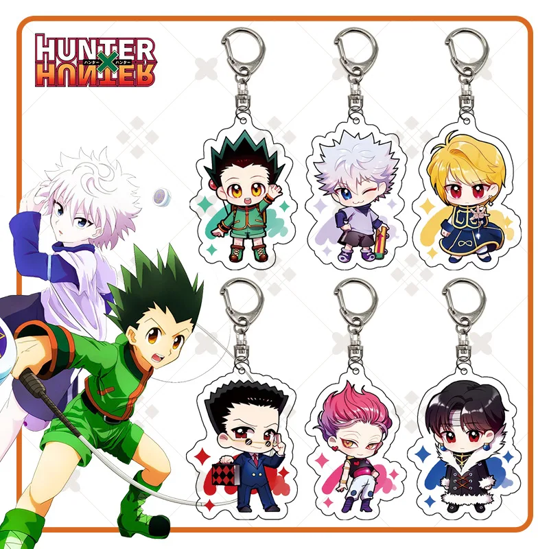 

Japan Anime Hunter × Hunter Gon·Freecss Keychain Cosplay Acrylic Figure Killua Zoldyck Key Chains Cute Bag Keyrings Fans Gift