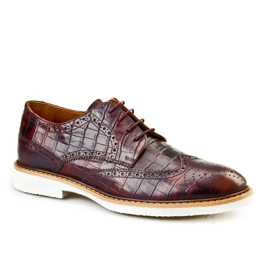 

Real leather brown lace-up men's casual shoes