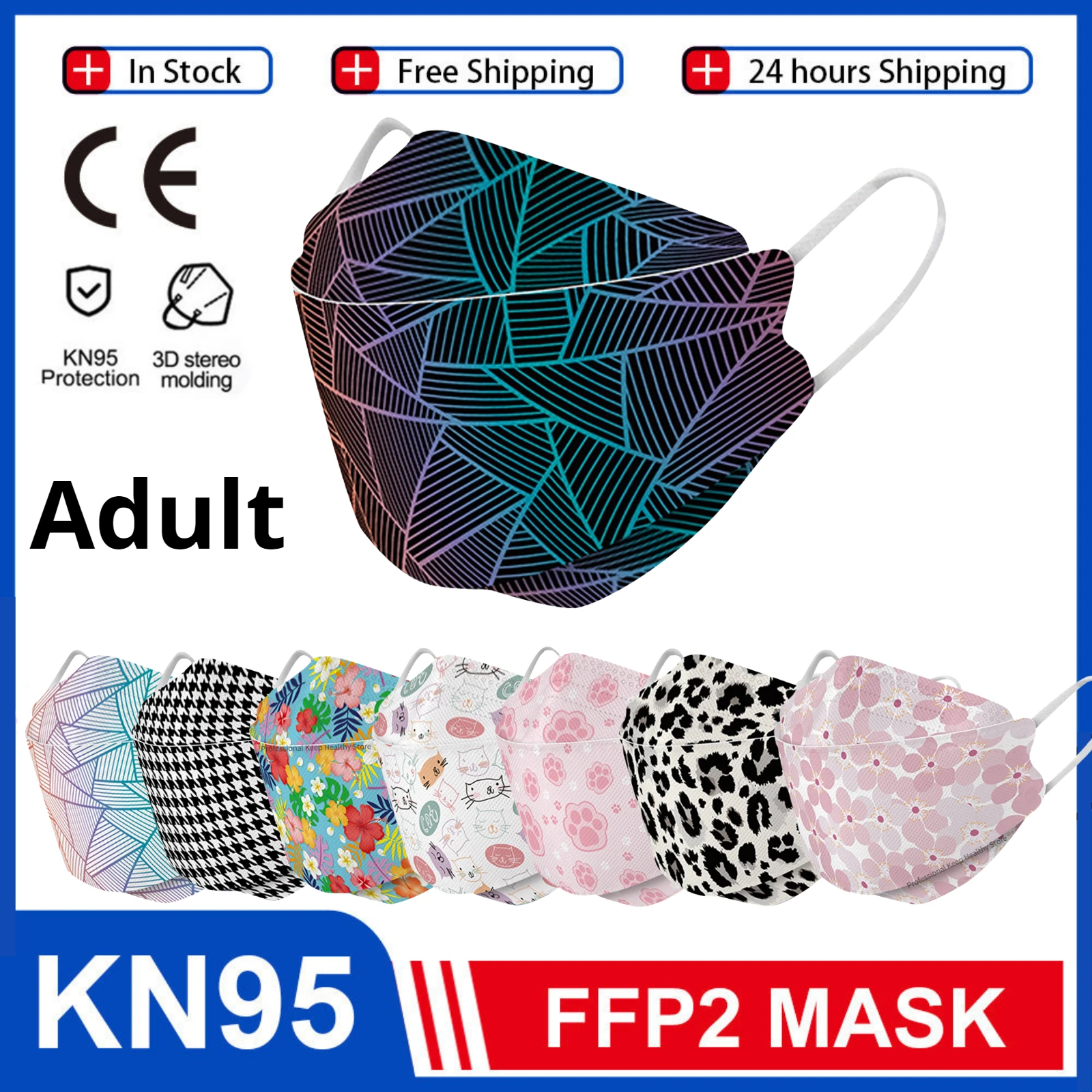 Ffp2 kn95 маска для лица маски взрослых черная с мультяшным цветочным принтом Корея