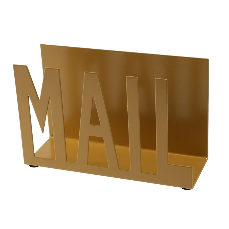 

Modern Brass-Tone Metal Cutout-Design Mail Holder