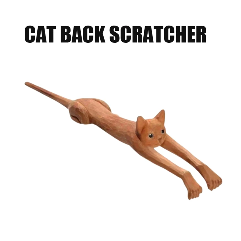 

Cat-shaped Back Scratcher with Long Handle Wooden Back Massage Tool Fun Scratching Stick Gift