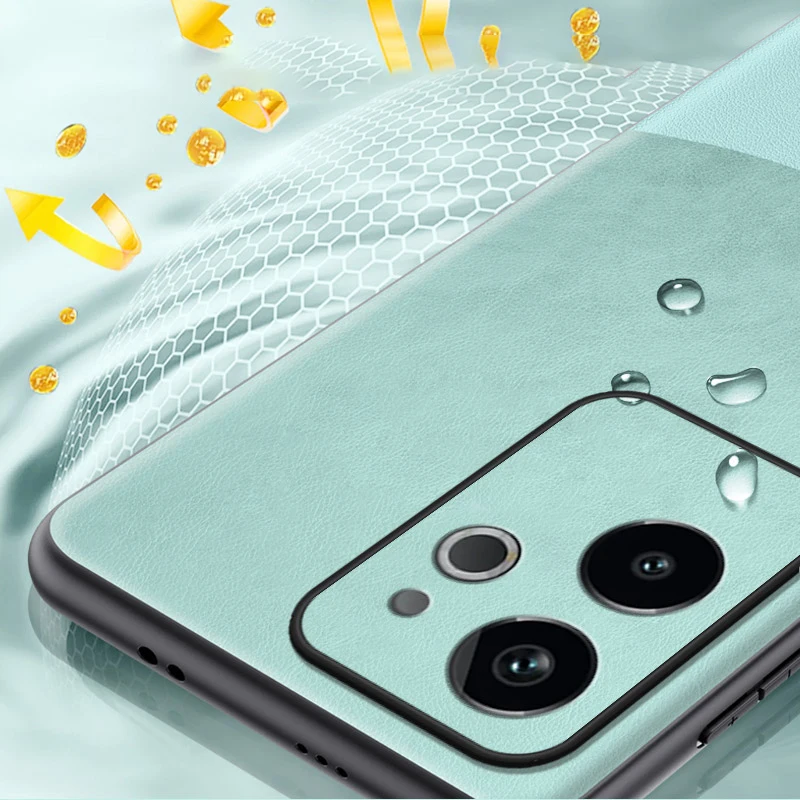 Кожаная задняя крышка для Oppo Realme GT6 с китайским узором Силиконовая защита полной