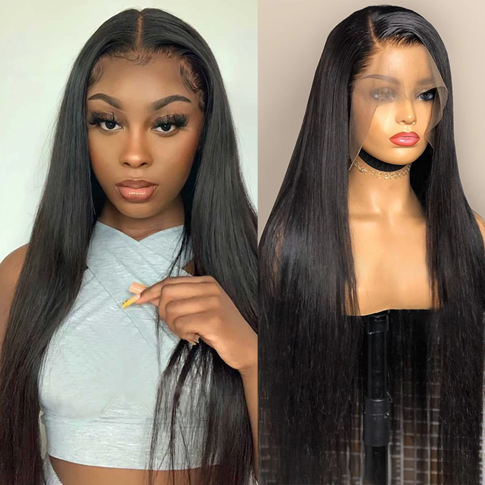 13x4 Straight Human Hair Wig HD Transparent Lace Front Human Hair Wig Brazilian Remy 4x4 Closure Wig For Black Women Pre Plucked