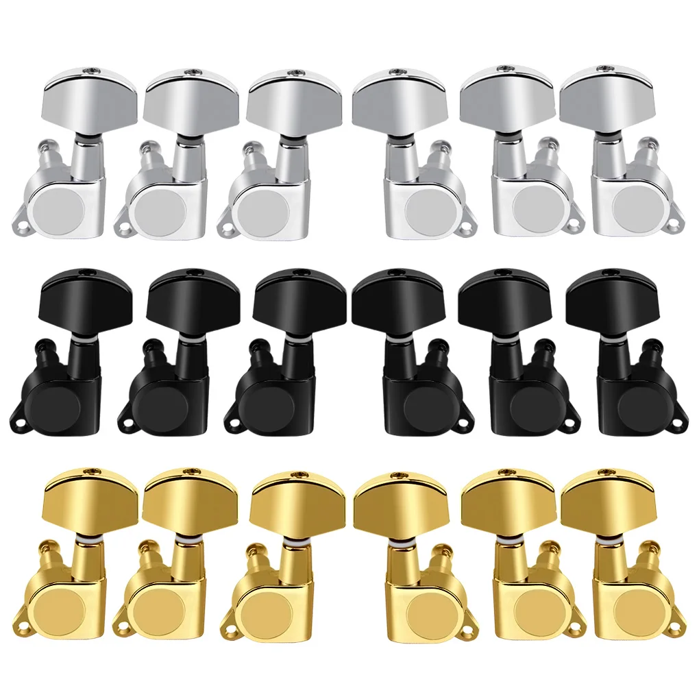 

FLEOR 6PCS 3L3R Acoustic Guitar Machine Heads Tuning Keys Pegs Tuners ,Black/Chrome/Gold Choose