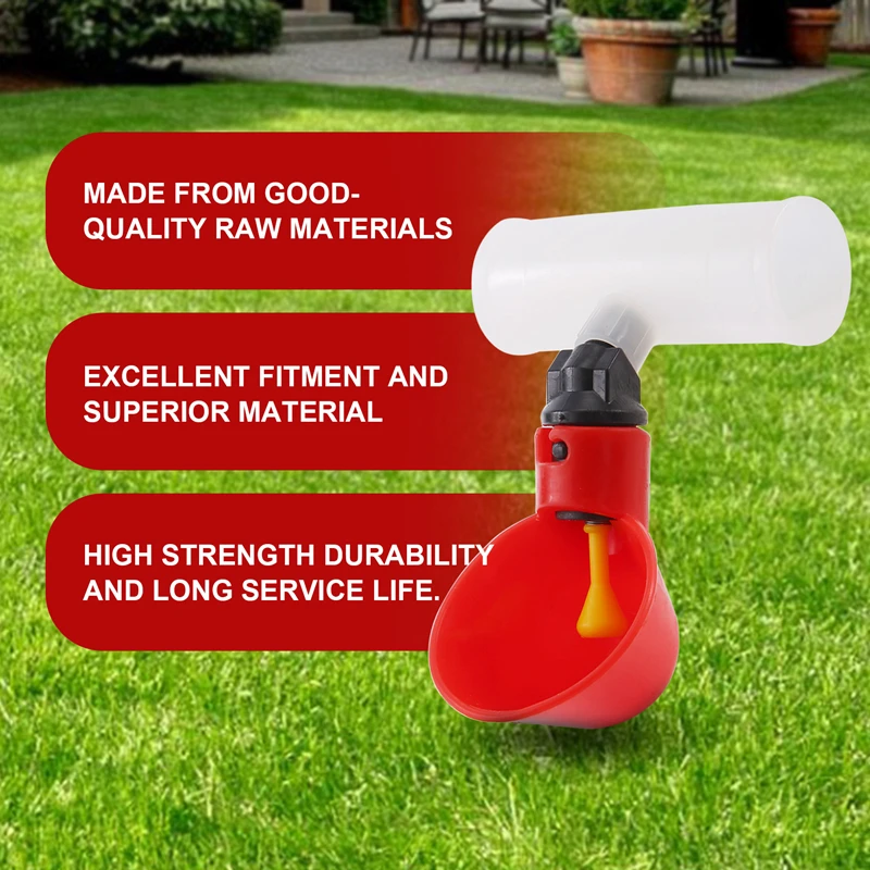 Chicken Drinking Cup 10 Pieces Automatic Drinker Red Plastic Duck Bird Quail Pigeon Hen Bowl
