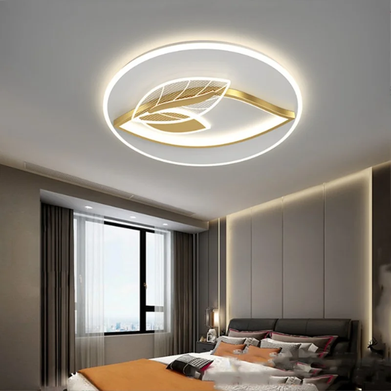 

Chandeliers Lights LED Modern Living Room Ceiling Lamp Intelligent Bedroom With Ultra-thin Leaves Restaurant Interior Lamps