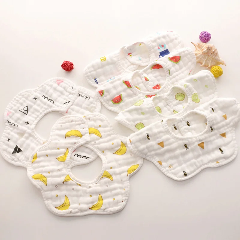 

2Pcs Baby Bibs 360 Degree Rotation 8 Layers Gauze Muslin Baby Kids Bandana Burp Cloth Soft Infant Saliva Towel Baby Stuff