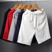 men white shorts japanese style polyester running sport shorts for men casual summer elastic waist solid shorts printed clothing