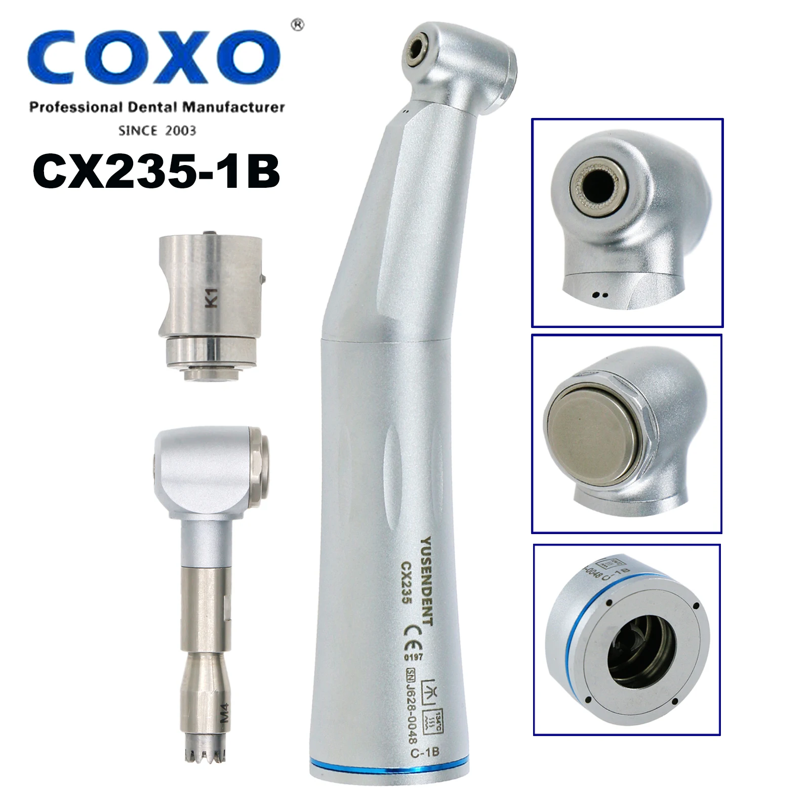 

COXO YUSENDENT Dental 1:1 Low Speed Inner Water Contra Angle Handpiece CX235-1B Fit ISO E Type NSK KAVO