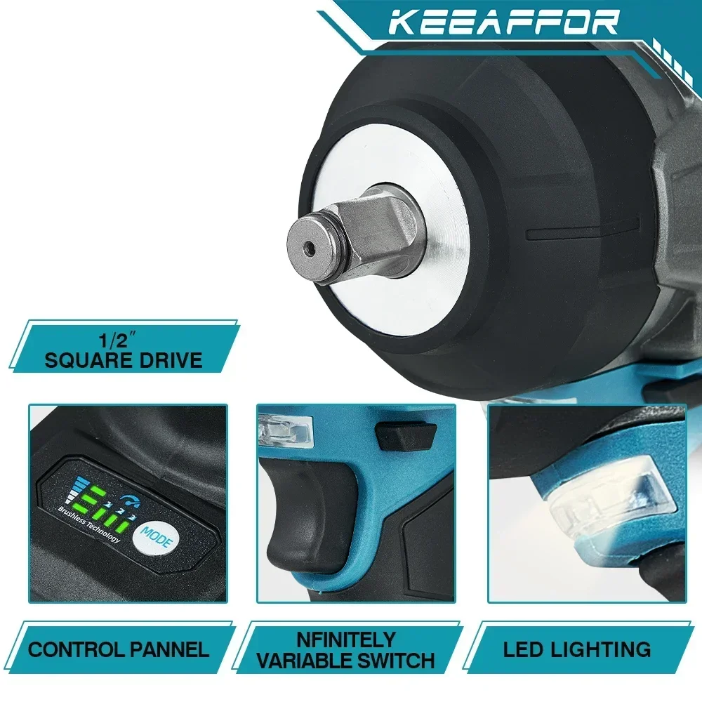 KEEAFFOR 2800N.M 2500 Вт бесщеточный электрический ударный гайковерт 1/2 дюйма 3 передачи