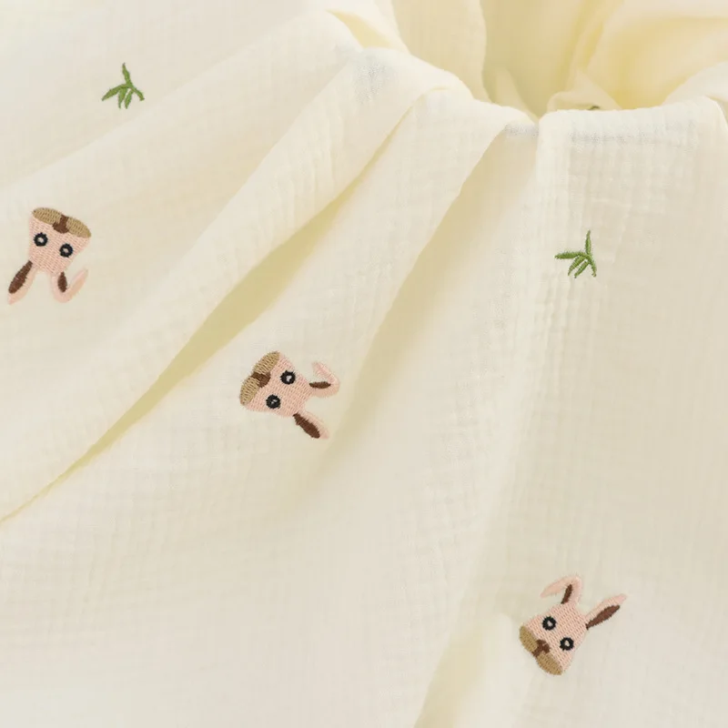 

Двухслойное вышитое Креповое полотенце с вышивкой в виде Головы Кролика, детская одежда, заказ ткани