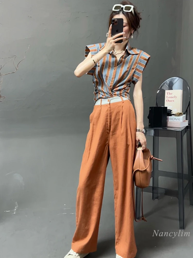 Блузка женская летняя в полоску модная шикарная рубашка европейском стиле с