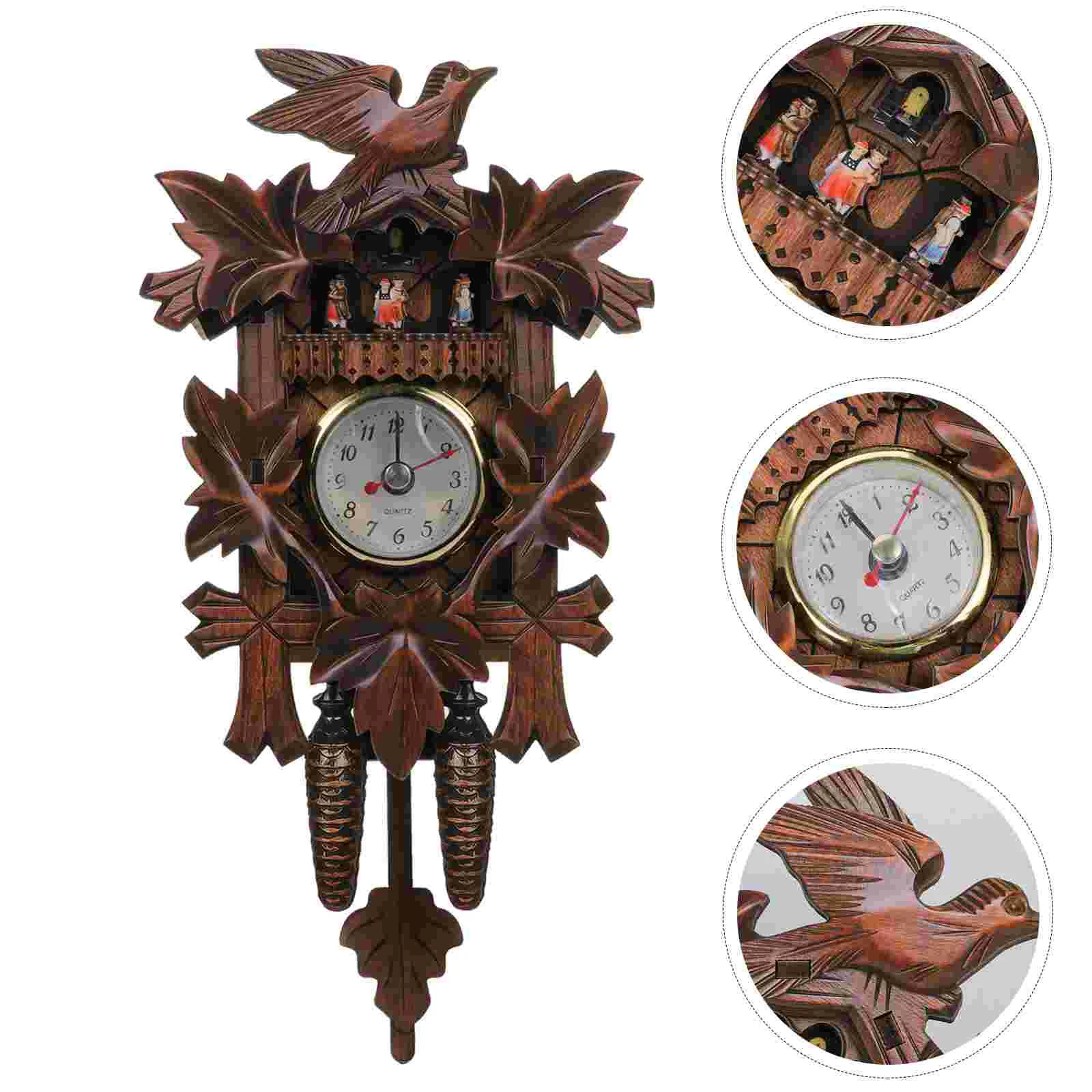 

Miniature Cuckoo Clock Quartz Digital Clocks Forest House Coo Wood Rustic Decor Black Wooden