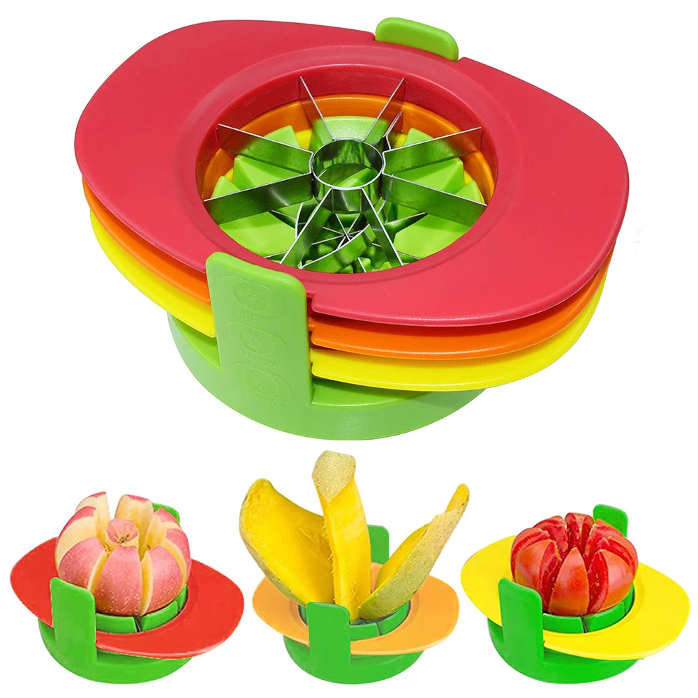 

Fruit Slicer Divider 3 in 1 Set Apple Corer Slicer Mango Tomato Cutter Stainless Steel Fruit &Vegetable Cutter Easy Kitchen Tool