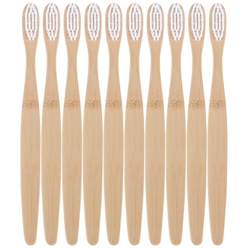 

10PCS Environmentally Wood　Bamboo Toothbrush Bamboo Fibre Wooden Handle Tooth Brush Whitening