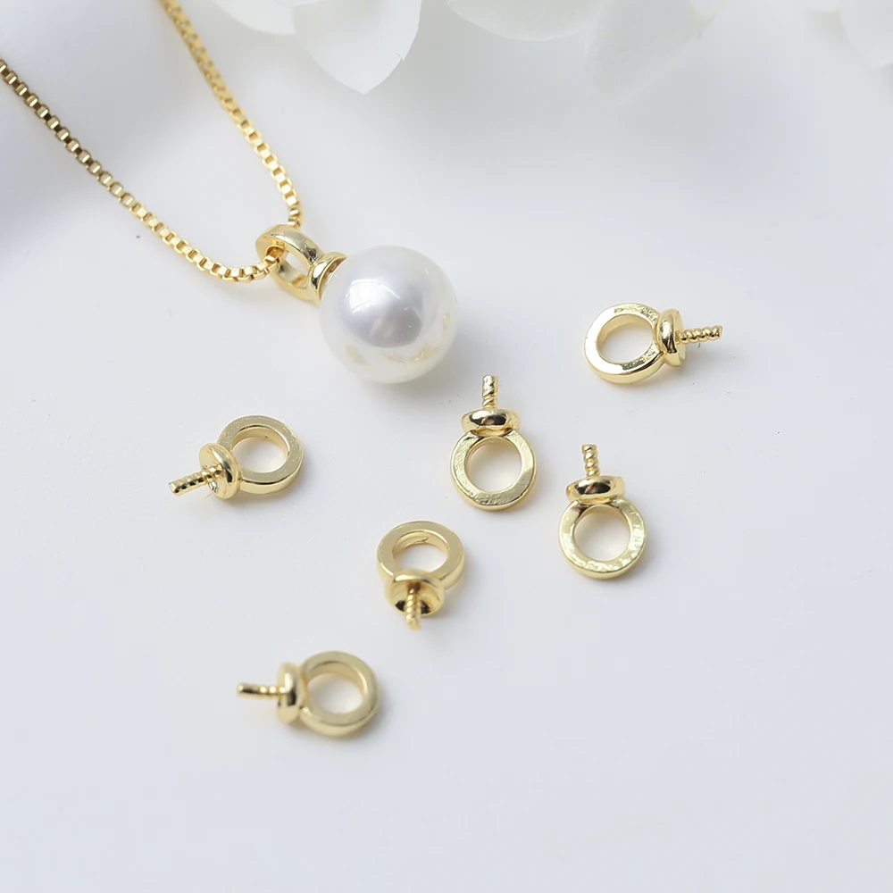 Латунные булавки для бусин с жемчугом подвесок позолоченные резьбой 18 карат