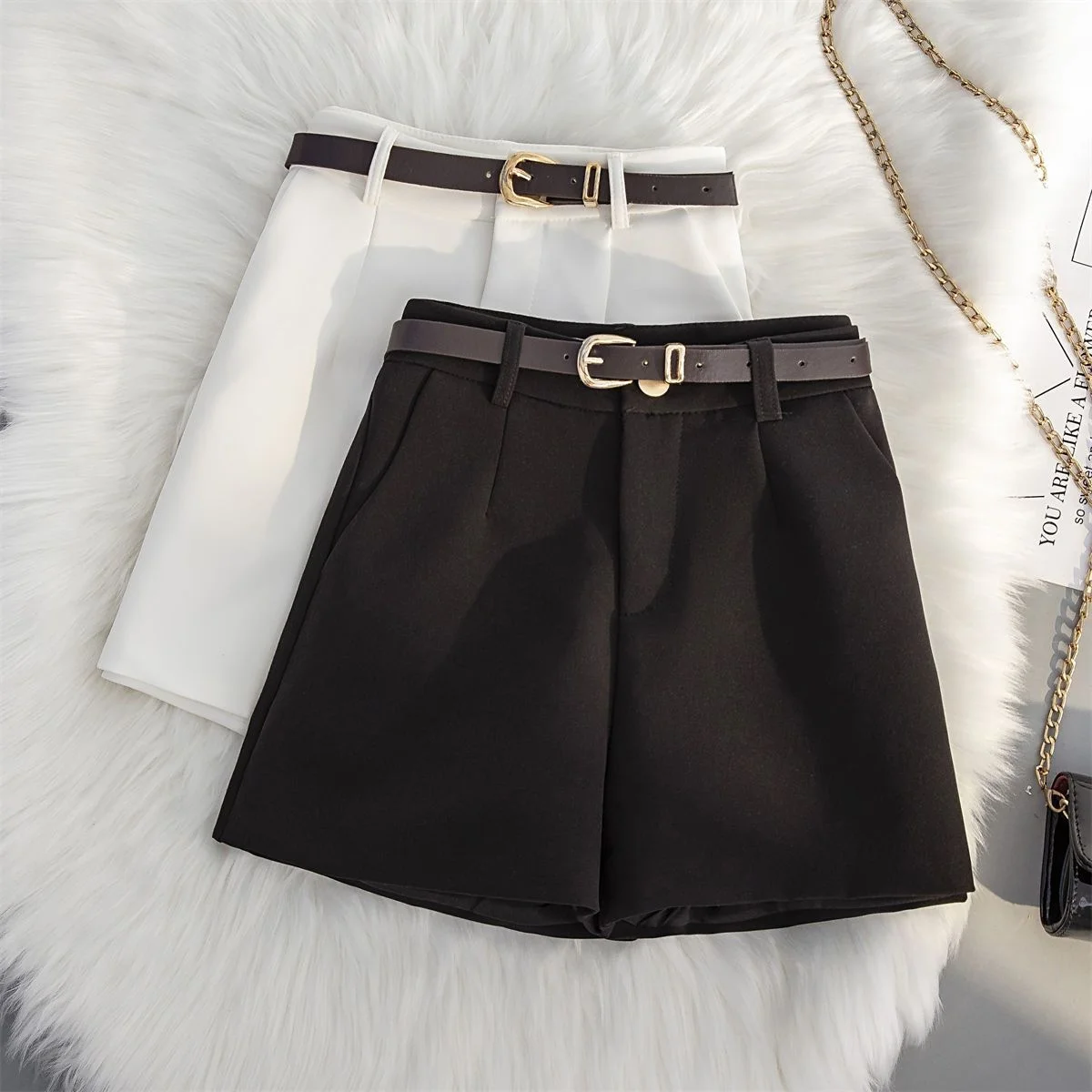 

White Shorts for Women 2023 Summer High Waist a Leg Loose Casual Pants Two Piece plus Size Clothes for Women Pant Sets