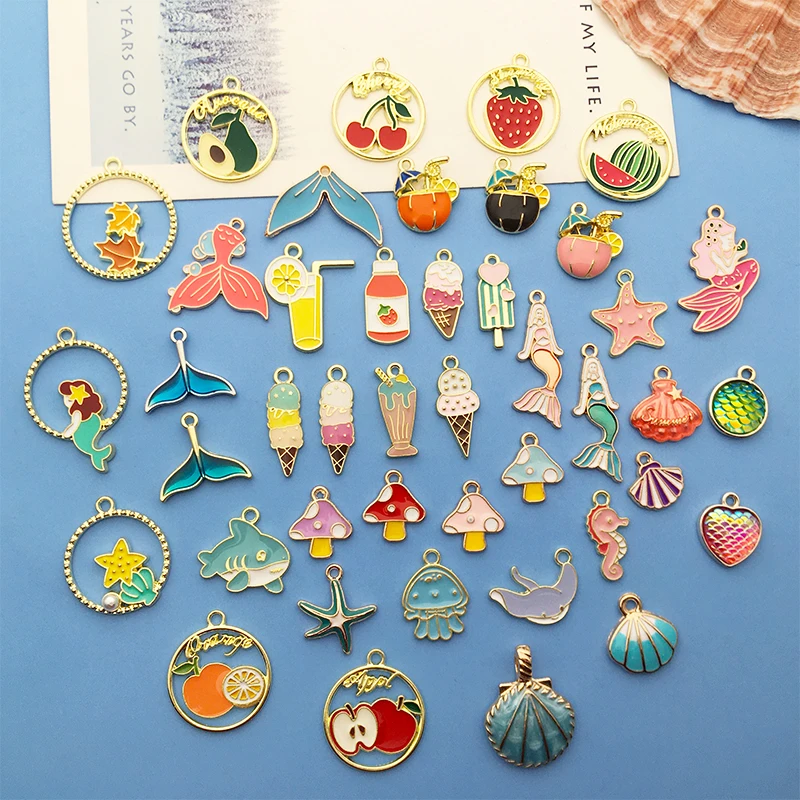 

Mix 45pcs Bulk Shell Mermaid Enamel Ocean Collection Charm for DIY Earring Bracelet Necklace Handmade Jewelry Making Accessories