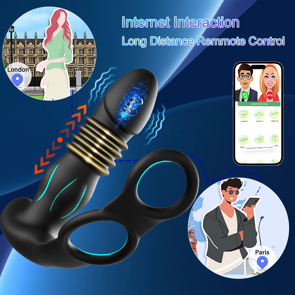 Массажер простаты вибратор Мужская телескопическая Анальная пробка с