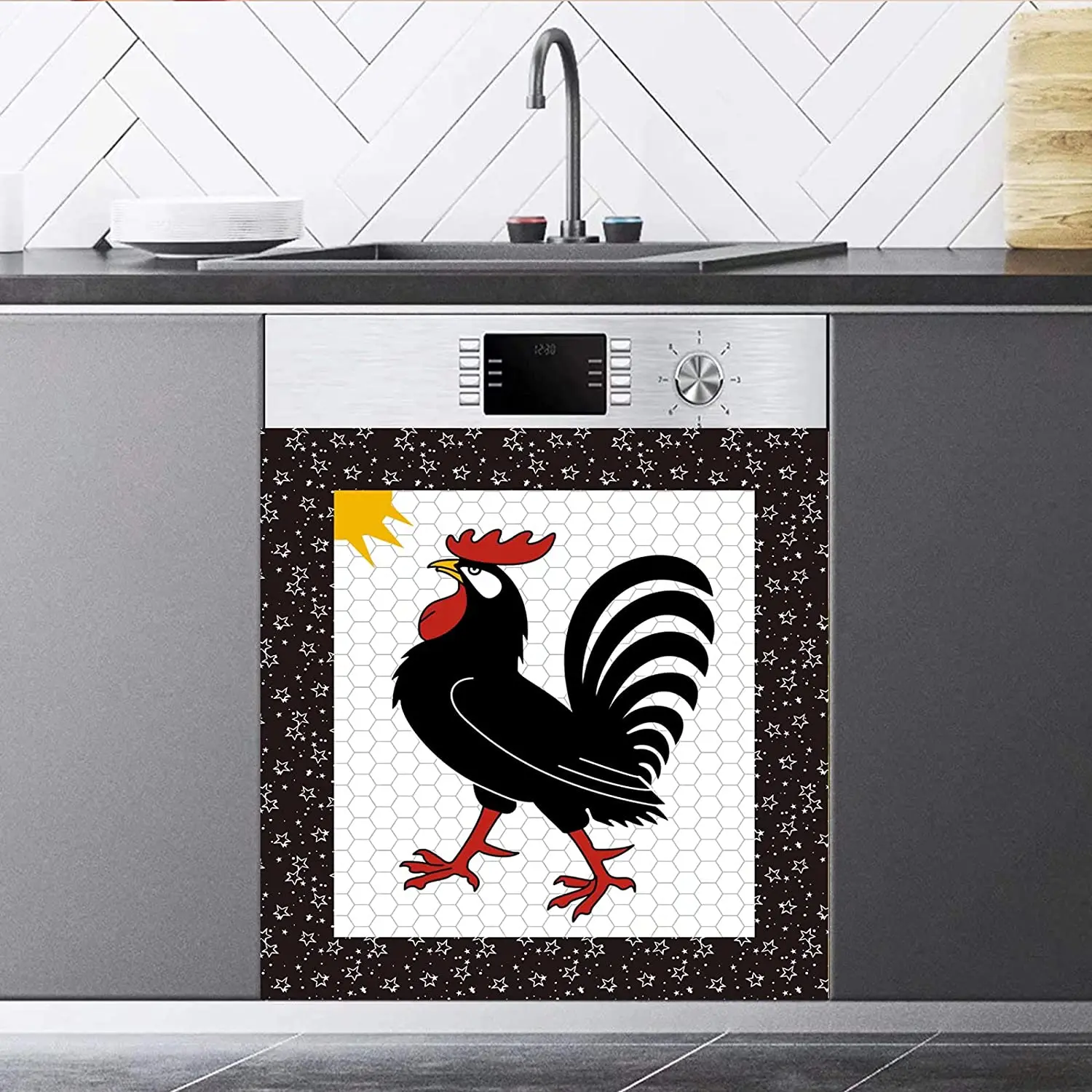 

Sportman Farmhouse Magnetic for Refrigerator Kitchen Decorative Dishwasher Cover Star Magnet Sticker,Rooster Washing Machine Ref
