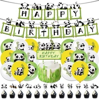 cartoon panda cute eat bamboo birthday celebration party decoration banner cake decoration balloon baby shower kid boy girl gift