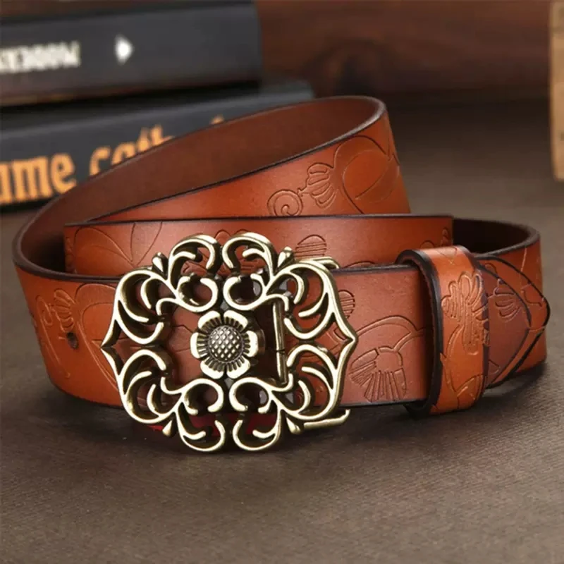 

Ремень из воловьей кожи Женский, широкий винтажный пояс в корейском национальном стиле, с пряжкой-иглой, для штанов