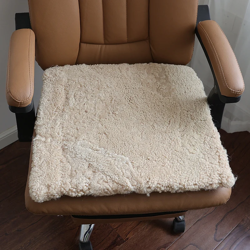 Curly Sheep Fur Chair Pad Square Sheepskin Winter Seat Cushion , Sheep Fur Recliner Mat, Warm Hair Wool Seat Pad