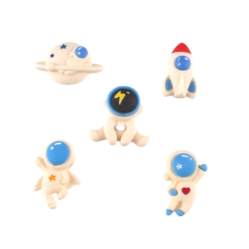 

10pcs Astronaut Rocket Spacecraft Flatback Resin Cabochon Hair Rope Phone Case Decor DIY Scrapbooking Embellishments Accessories