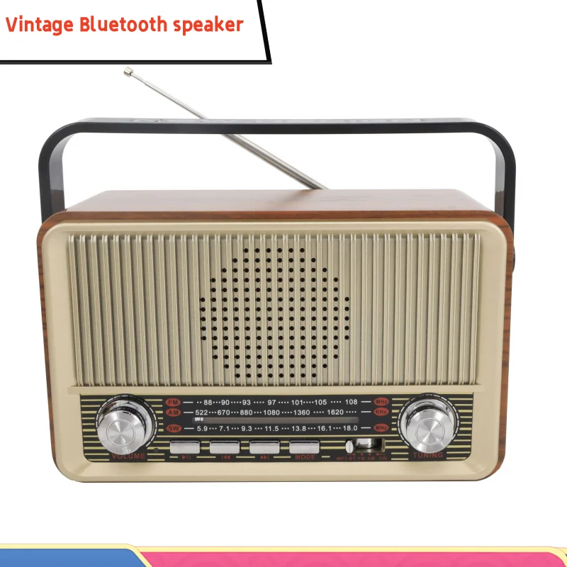 

Bocinas Bluetooth Vintage Wood Portable Bluetooth Audio Mini Bass Speaker Music Center Outdoor Camping FM Radio