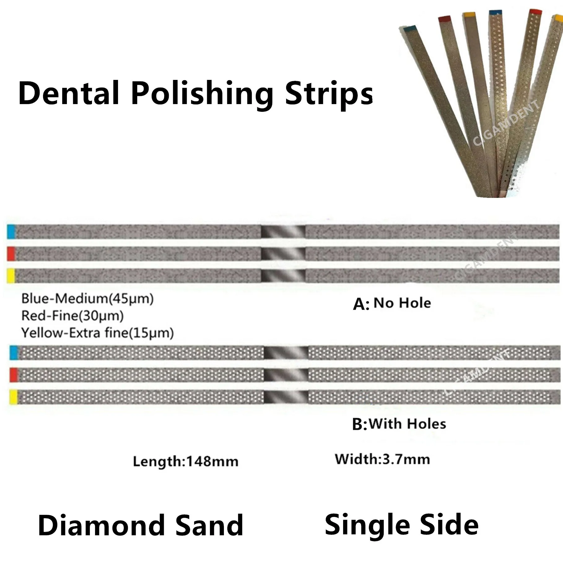 

10Pcs Dental Diamond Polishing Finishing Strips Discs For Composite Resin Interproximal Enamel Reduction IPR Strip