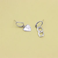 zfsilver trendy s925 silver for women lovely asymmetry heart dangle jewelry wedding accessories stud earrings gifts girls party