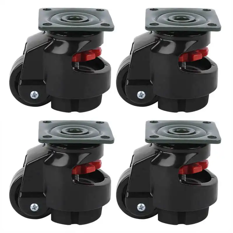 4Pcs Adjustable Level Casters GD‑40F Heavy Duty Industrial Roller Wheel Leveling Caster Wheels for Moving Work Tables Weld Table