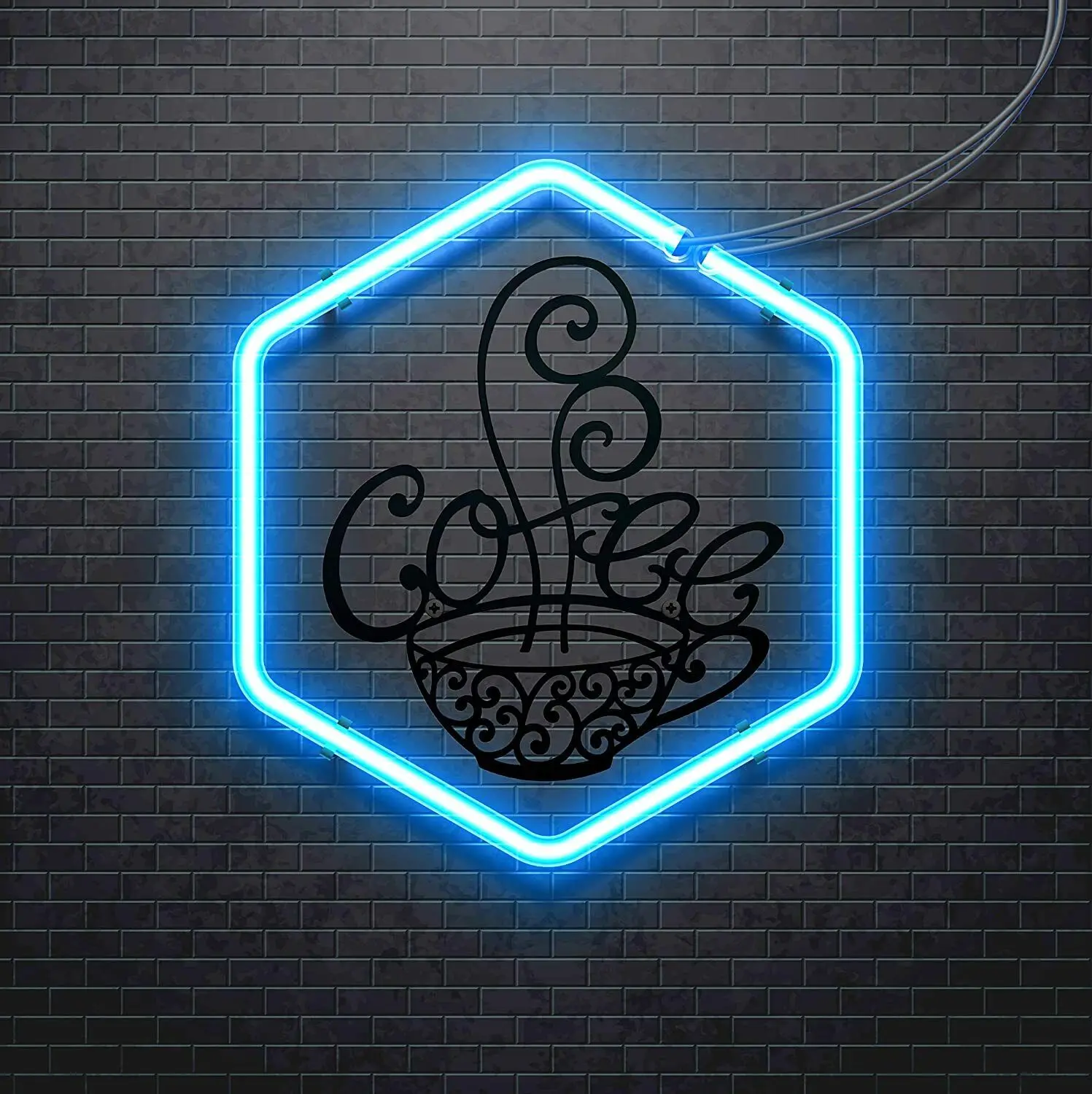 

Coffee Scroll Metal Cup Wall Art Kitchen, Restaurant, Vintage Coffee Sign