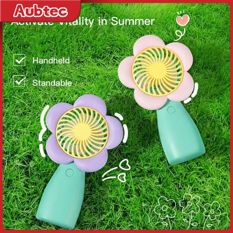 

Encryption Grid Design Portable Small Fan Flower Shape Long Battery Life Handheld Mini Fan Strong Wind Home-appliance Air Cooler