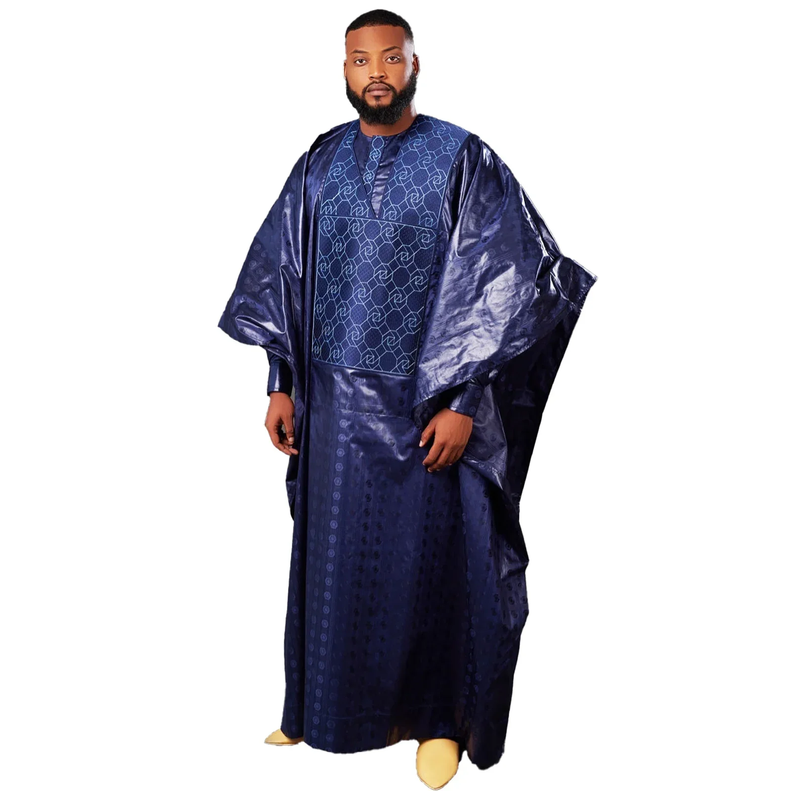 Африканская одежда для мужчин Bazin богатая вышивка дизайн Топ с длинным рукавом