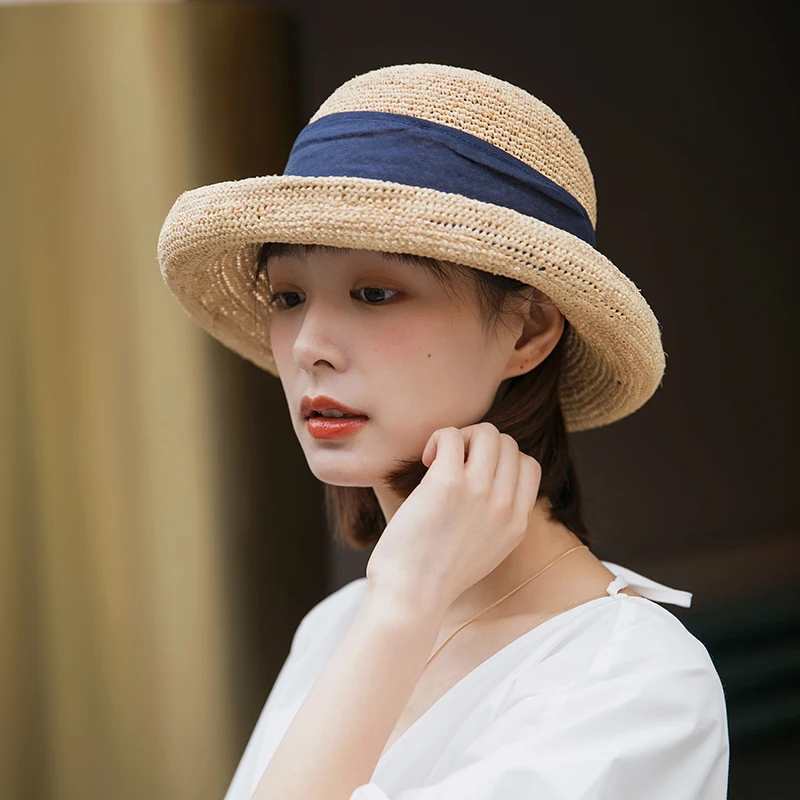 

New Raffia Straw Hat Women Summer Japanese Straw Sun Hat Curly Hat Ladies Girls Fashion Sunscreen Sunshade Panama Hats Beach Hat