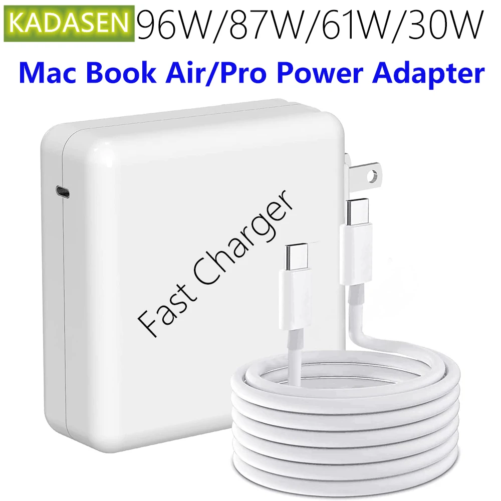 

Portable 96W Mac Book Pro USB C Charger For Macbook Air Mac Pro Laptop Power Supply, 30W 61W 87W Macbook Pro Type-C Fast Charger