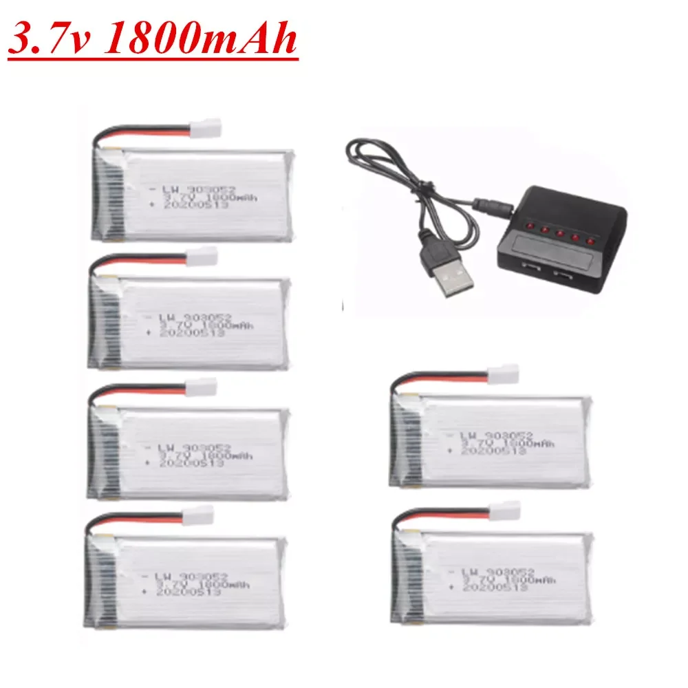 

2023New 1800mAh 903052 Lipo Battery and charger for Syma X5 X5C X5SW X5SC X5S X5SC-1 M18 H5P RC Quadcopter Parts 3.7V Drone batt