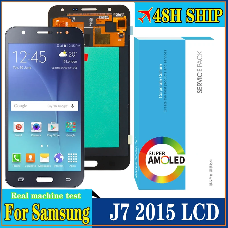 100% OLED/TFT 5 ''дисплей для Samsung Galaxy J7 2015 J700 J700F Полный ЖК сенсорный экран