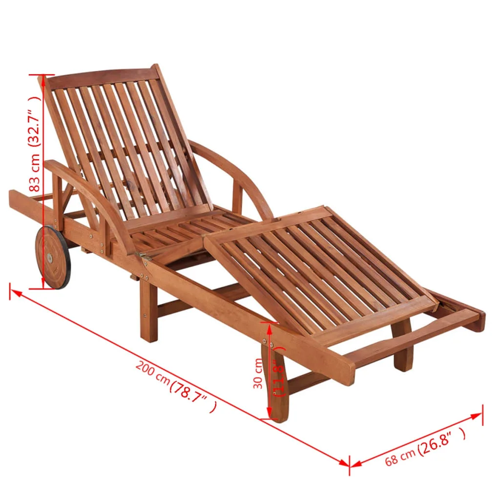 

Outdoor Patio Garden Sun Lounger Lounge Chairs for Pool Outside Deck Solid Acacia Wood