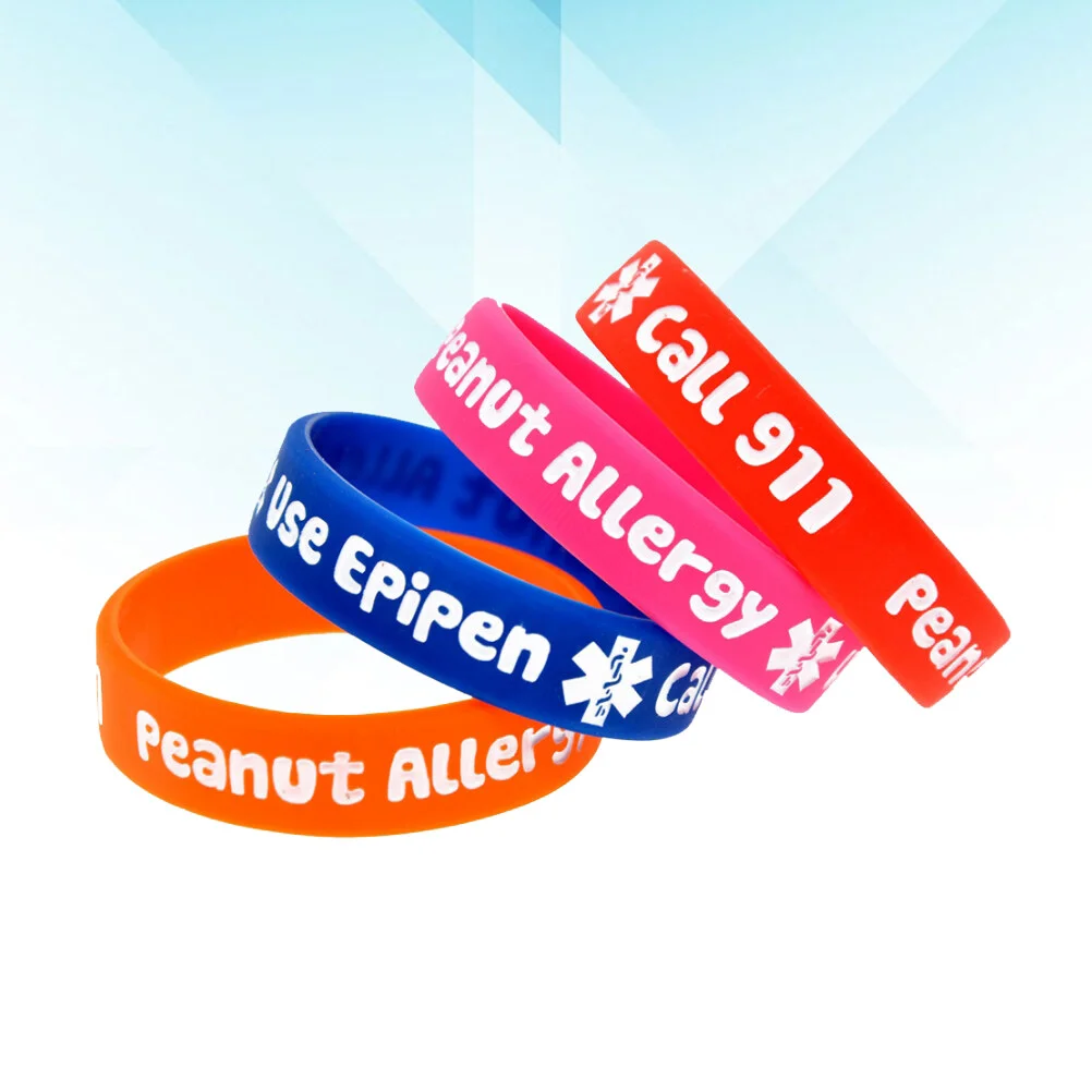

4pcs Silicone Bracelet Warning Hand Strap Children Bracelet Wristbands Decoration Kids PVC Bracelet Hand Rings